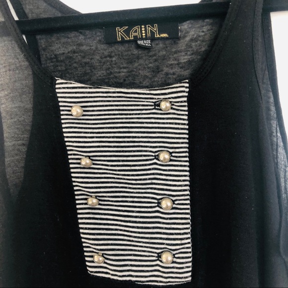 Kain Label black tank stripes & silver buttons OS - Picture 3 of 6